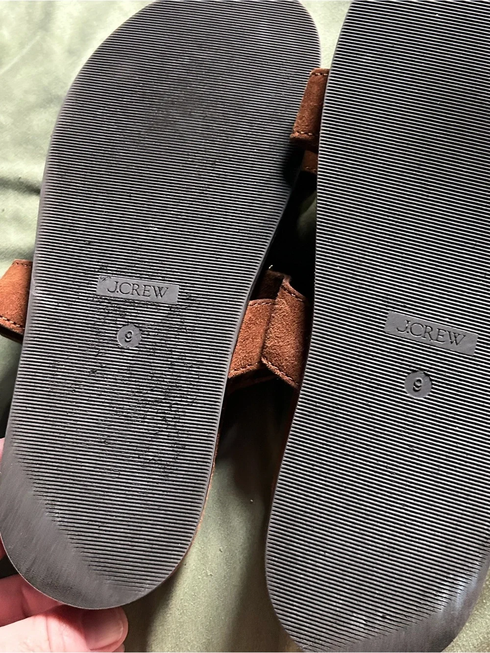 J. Crew Men’s Rust Brown Suede Double-Strap Slide Sandals